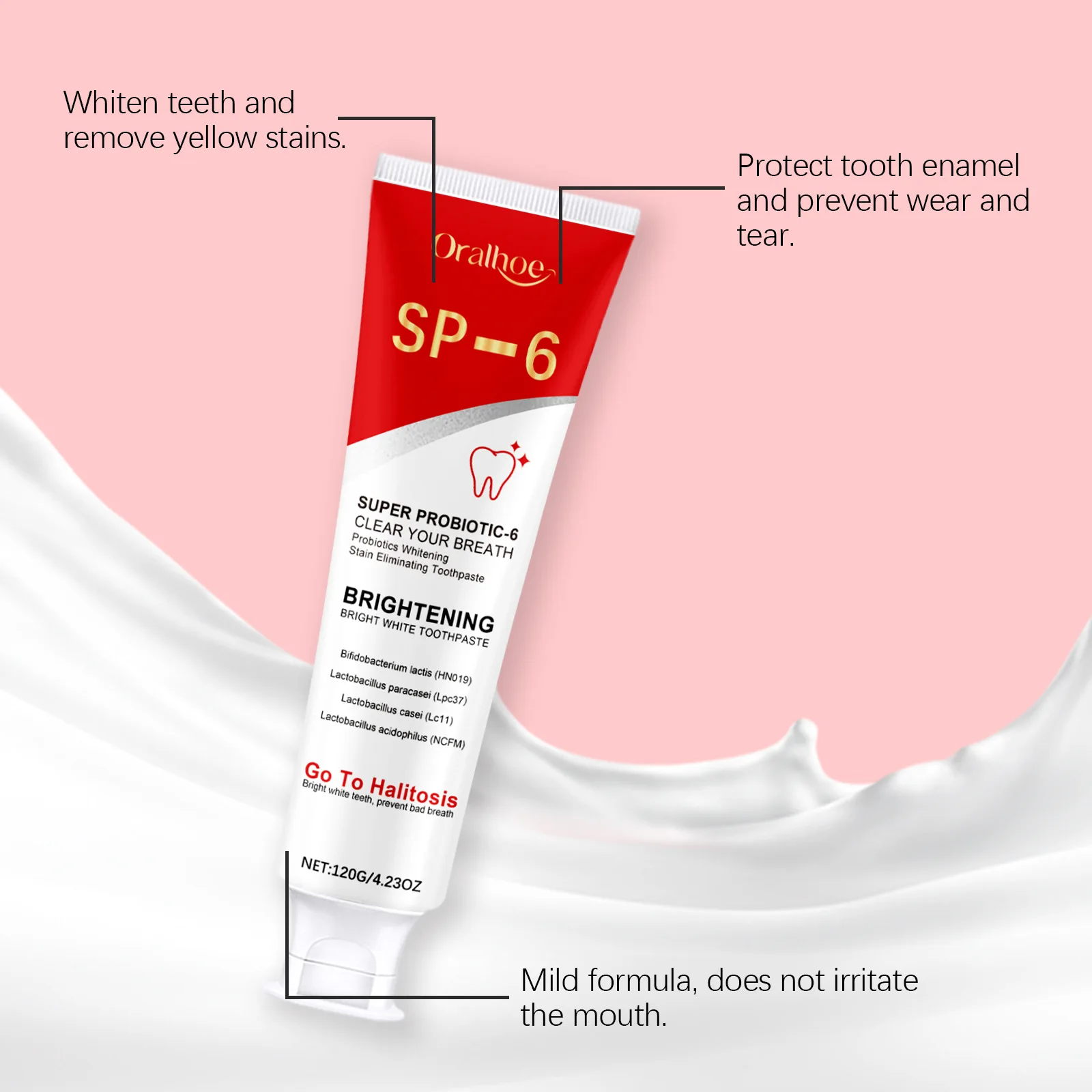 ORALHOE Probiotic Wh-Iten Toothpaste Remove Dental Plaque Fresh Breath Protect Gums Prevent Tooth Decay Tooth Nourish Toothpaste