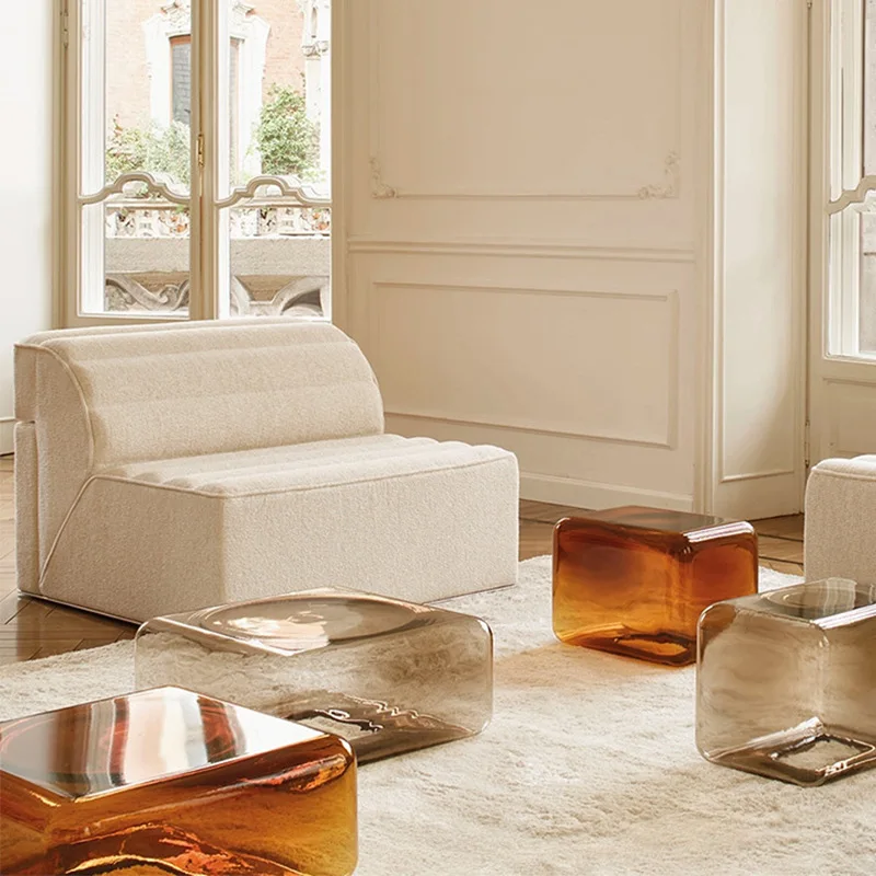 Glass coffee table light luxury modern living room household small apartment tea table simple creativity