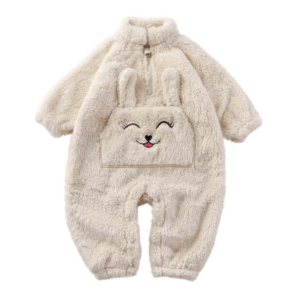 Autumn Winter Baby Rompers Lovely Cartoon Bunny Panda Flannel Long Sleeve Bodysuit Boy Girls Fleece Soft Warm Homewear Pajamas