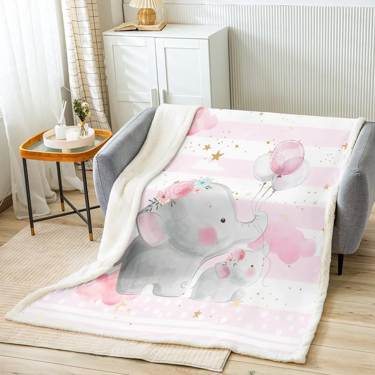 

Kawaii Слоны Флисовое одеяло супер мягкое уютное мультяшное животное шерпа одеяло для детей женщин взрослых розовый
