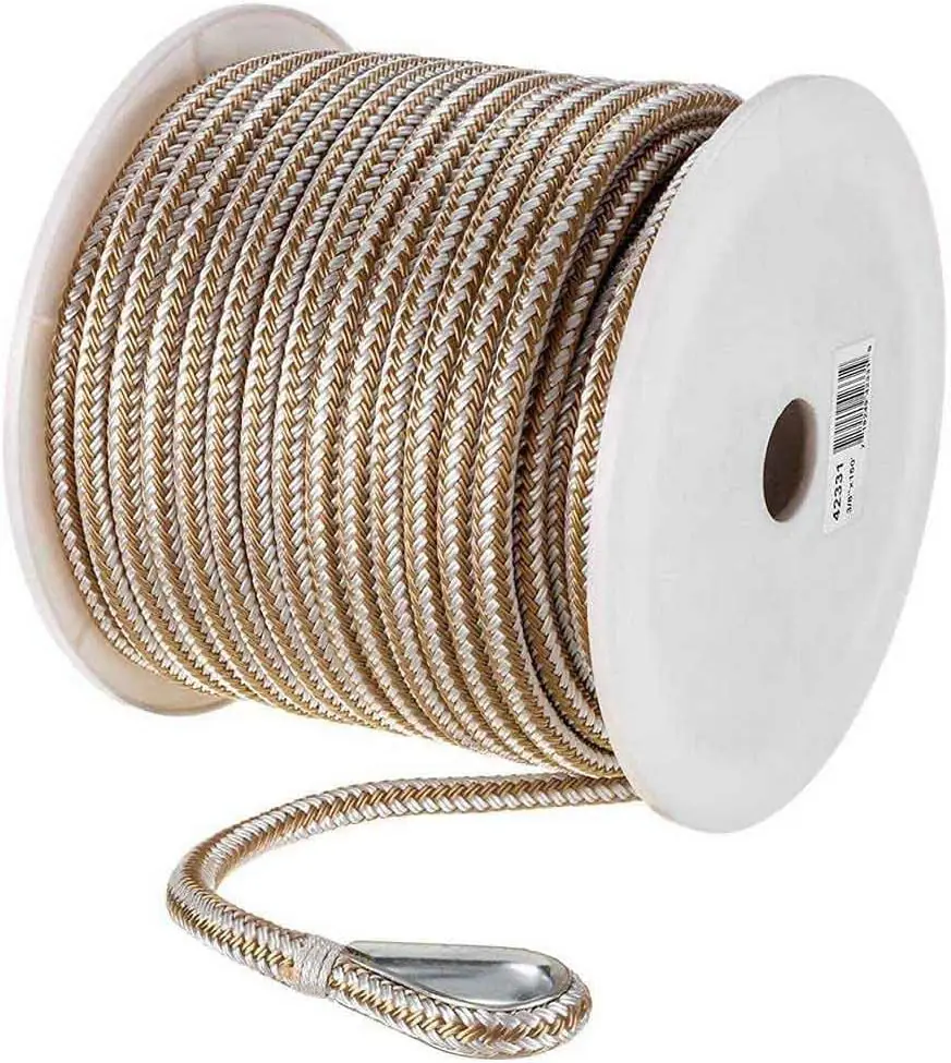 

Double Braid Boat Anchor Rope, 3/8" x 150 ft, Heavy Duty Marine Mooring Line with Thimble