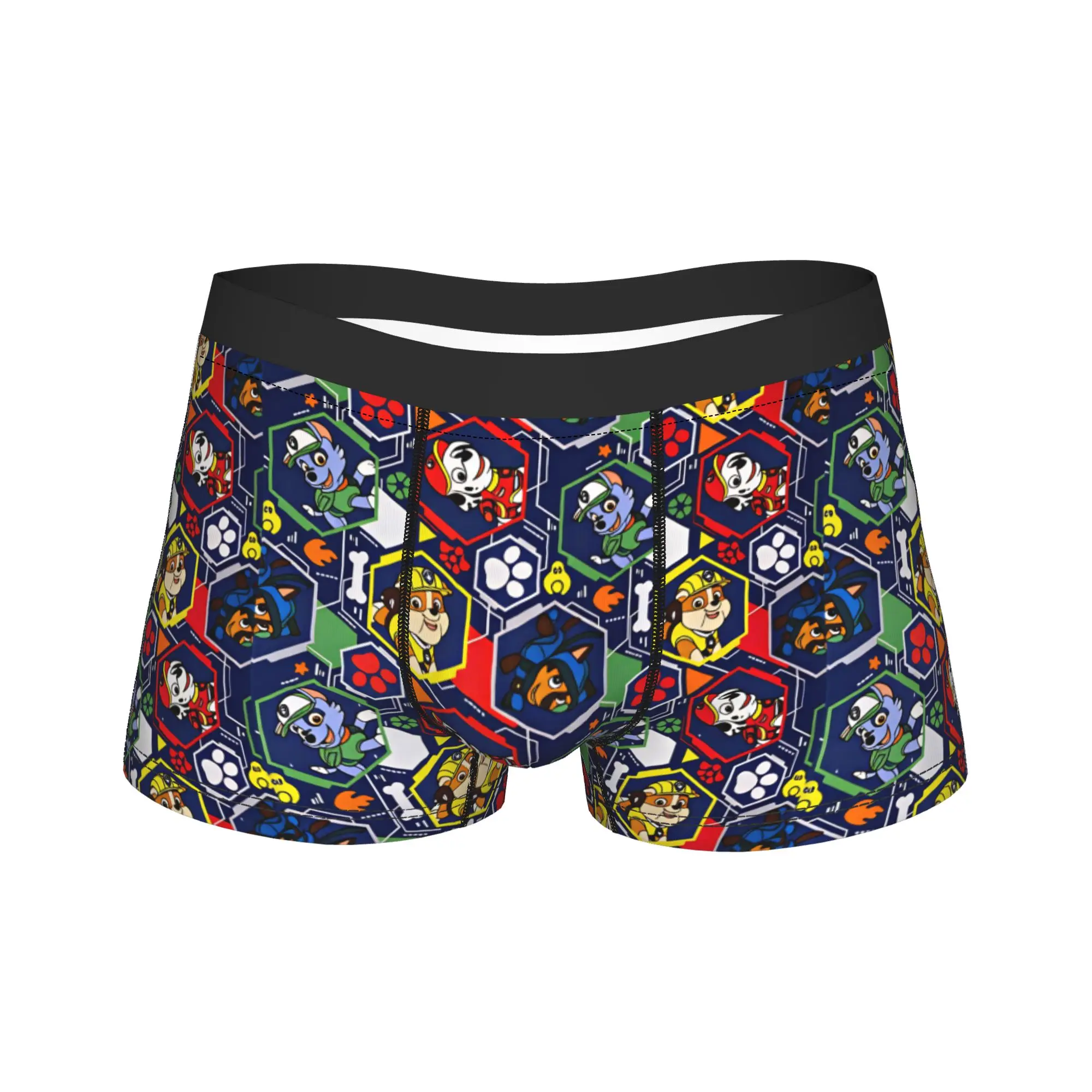 Paw Dogs Hexagon Frame Pattern Underwear  Men Underpants Printing Classic Trunk High Quality Shorts Briefs Large Size