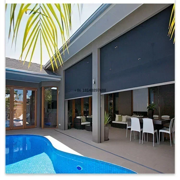 Window Blinds Outdoor Windproof Roller Blind Motorized Window Zebra Blinds Motorized