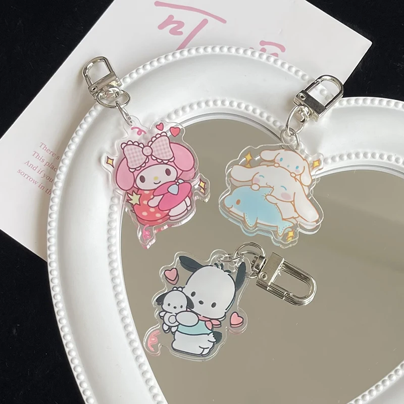 Anime Sanrio Acrylic Keychain Cute Cartoon Pompompurin Kuromi Pochacco Cinnamoroll My Melody Hello Kitty Pendant