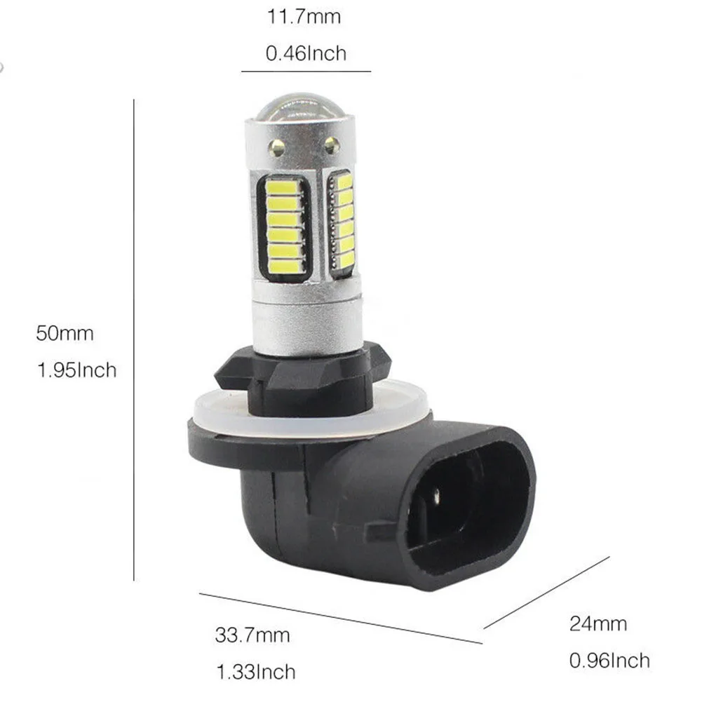 2Pcs Car H27 881 LED Headlight Fog Light 30W 1800LM DRL Bulbs 4014 30SMD 6000k Auto White Daytime Driving Lamps