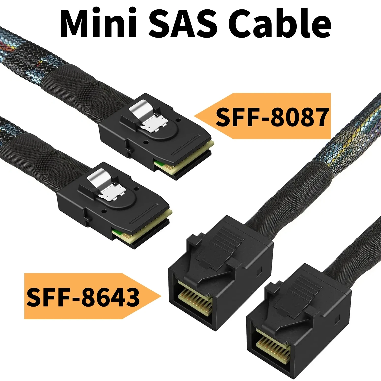 Wewnętrzny kabel MINI SAS HD SFF-8643, Mini SFF-8087 12Gbps przewód transferu danych do kontrolera Raid serweru płyty głównej do panelu montażowego — zdjęcie produktu 7