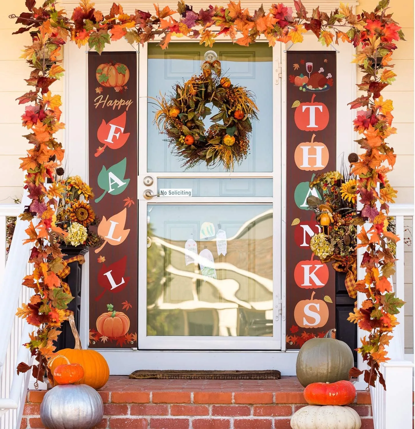 2M Artificial Fall Maple Leaf Garland Fake Plant Autumn Leave Vine for Home Decor Thanksgiving Halloween Festivals Wedding Decor - view 4