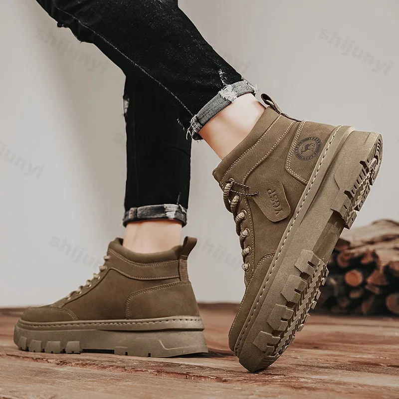 Men's Retro Style High Top Thick Soled Casual Shoes 2025 Autumn Fashion Trend Versatile Comforatble Non Slip Chunky Shorts Boots - view 4