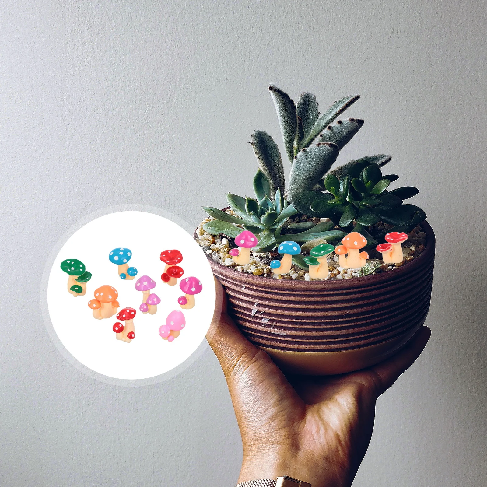 

8Pcs Adorable Resin Mushroom Miniatures Creative Gift for Gardens Plants Home Decoration Mini Mushroom Micro Landscape