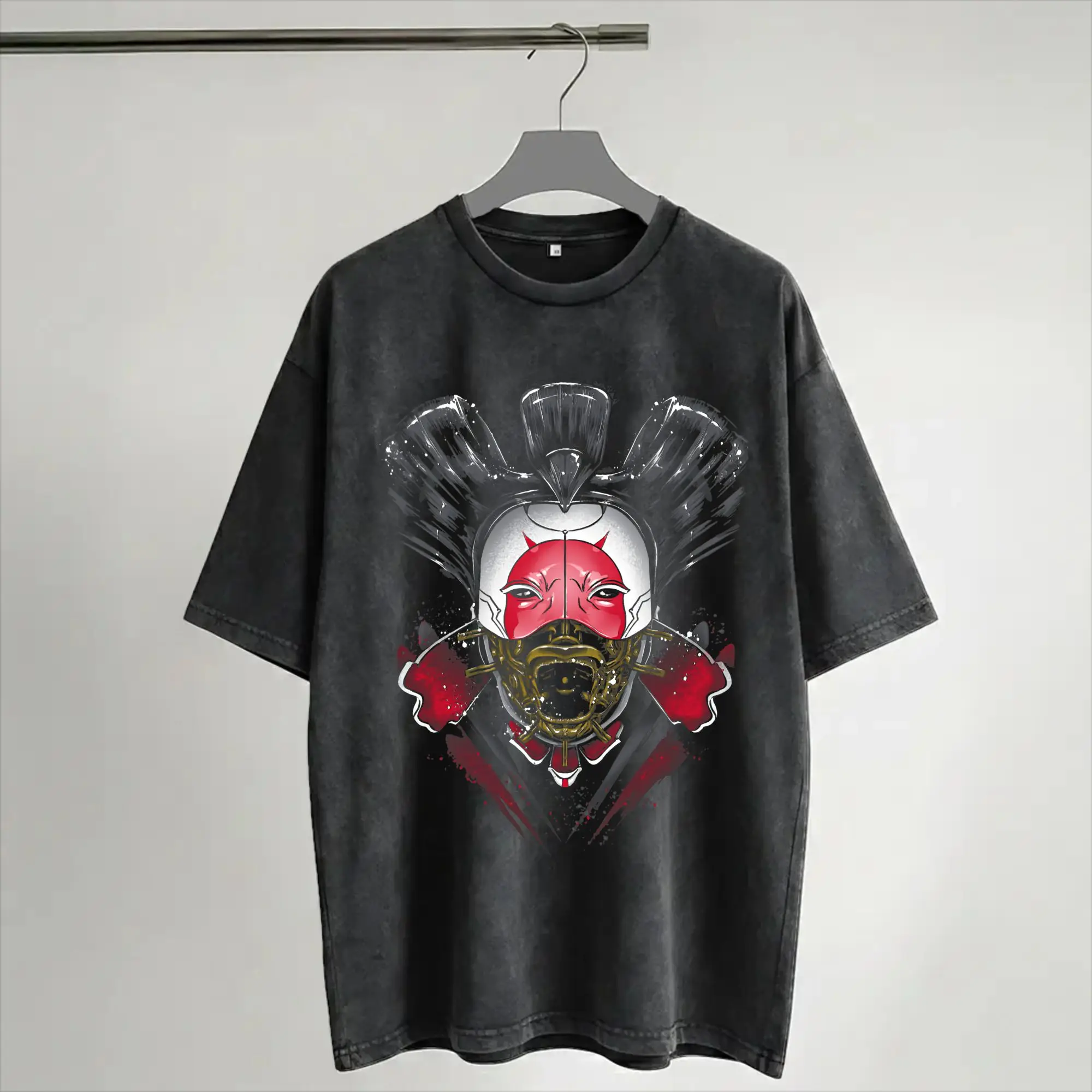 Harajuku Washed Shirts Angry Geisha Ghost In The Shell  Outfit Novelty T Shirt Harajuku  Streetwear Short Sleeve Summer Tees