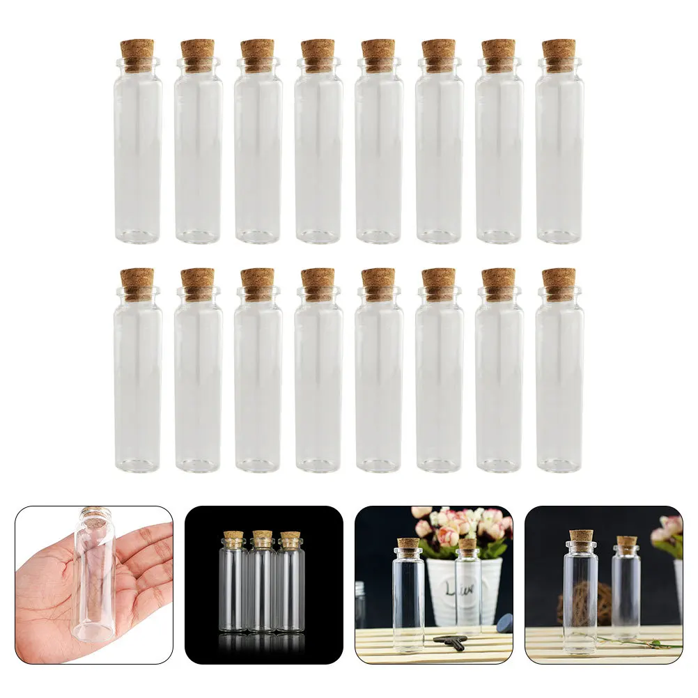 

24pcs Glass Bottles With Cork Stoppers Transparent Small Size For Wish Messages Essential Oils Storage Diy Craft Decoration
