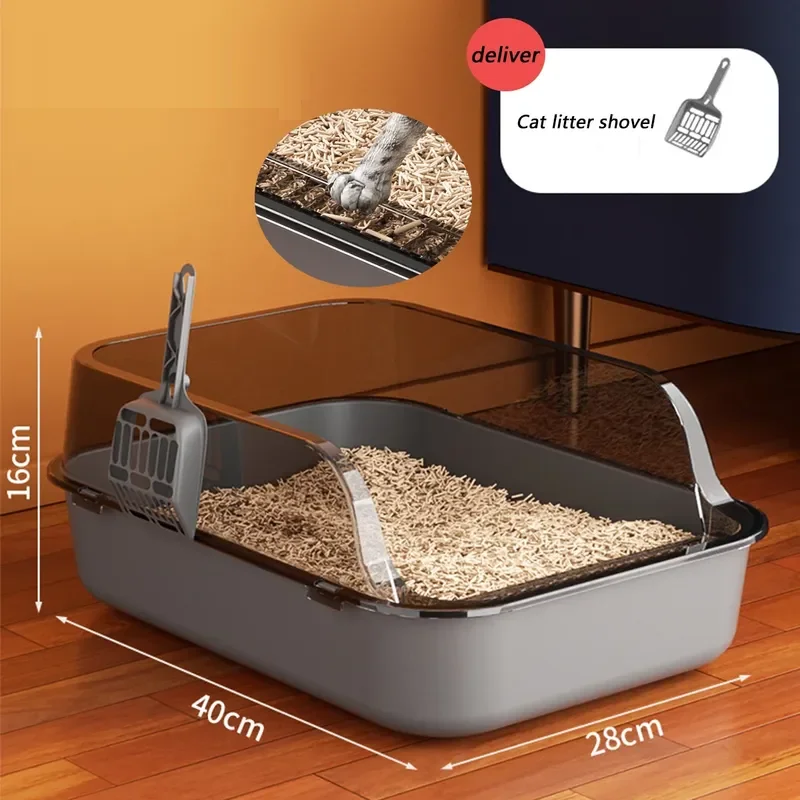 Thickening Pet Cat Toilet Semi-enclosed High Open Cat Litter Box Side Splashproof Pet Bedpans with Litter Scoop Cat Supplies