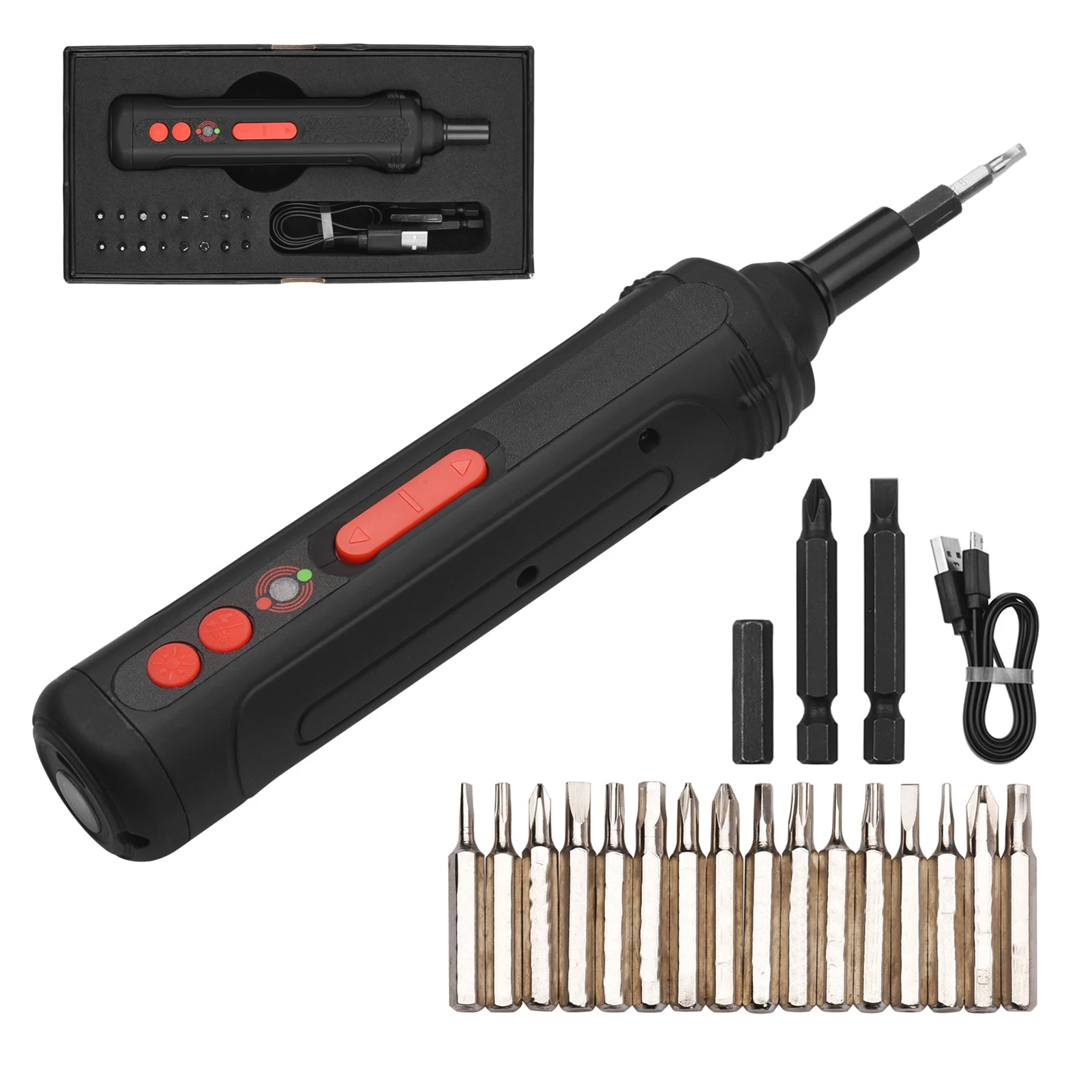 

4V Cordless Electric Screwdriver Kit Handheld Mini Screwdrivers 1500mAh Contact-Free Electric Testing Dual LED Working Lights