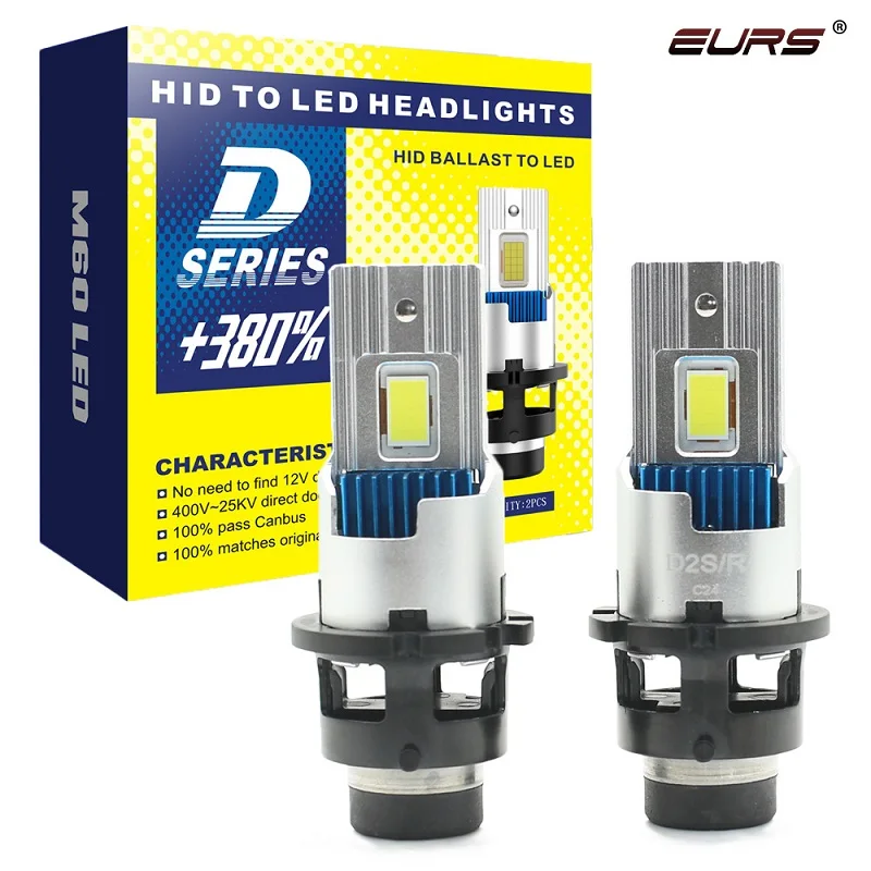 

Лидер продаж, автомобильная светодиодная лампа EURS M60 D2S D4S, 60 Вт, 12 В, Canbus 1:1, автомобильная светодиодная фара с охлаждающим вентилятором