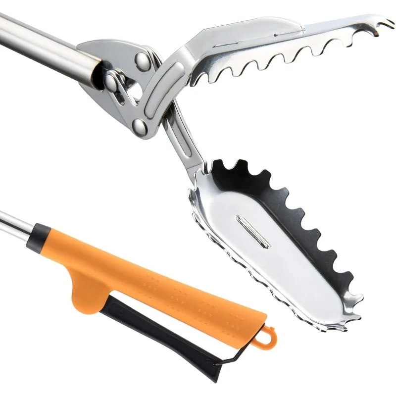 All Stainless Steel Grabber Reacher Pickup Tool Heavy Duty Trash Picker Log BBQ Fireplace pits Snake Tongs Plogging tool