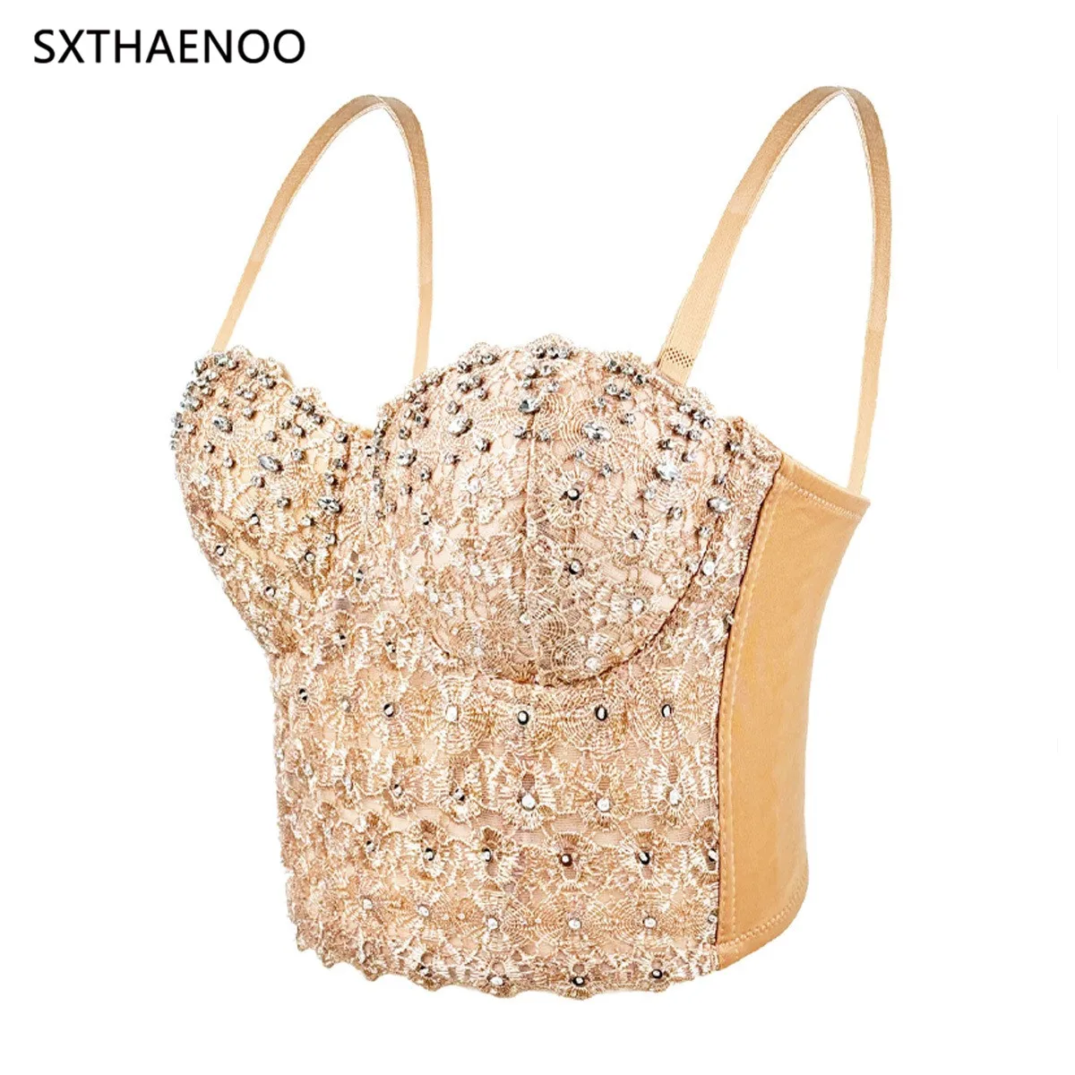 

SXTHAENOO Colorful Beading Corset Camis Women Clothing Sling Top Sexy Party Ladies Bra Cropped Top Wedding Vest Camis Mujer