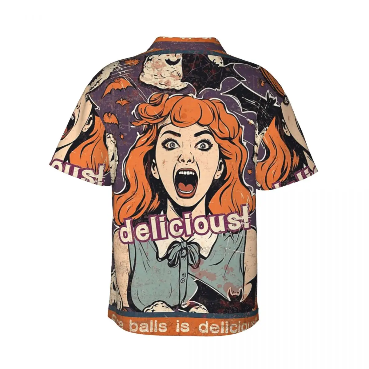 Rice Balls Is Delicious! Halloween Girl Version Men's Shirts Hawaiian Short Sleeve Shirt Fashion Button Tops for Summer Beach
