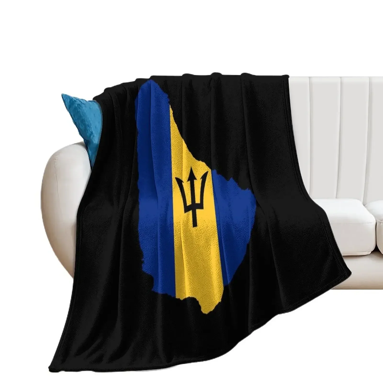 Flag Map of Barbados Throw Blanket Soft Decorative Throw Nap Blankets