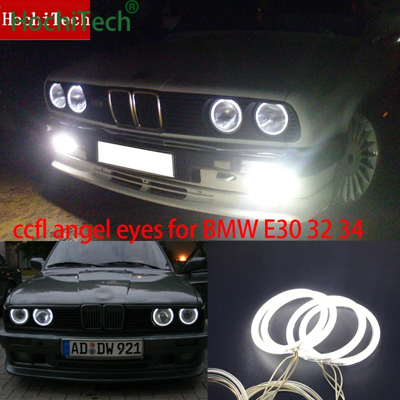 

4 шт. белые фары Halo Rings CCFL Angel Eyes Light Kit дневного света DRL для BMW E30 E32 E34 1984-1990 Стайлинг автомобиля