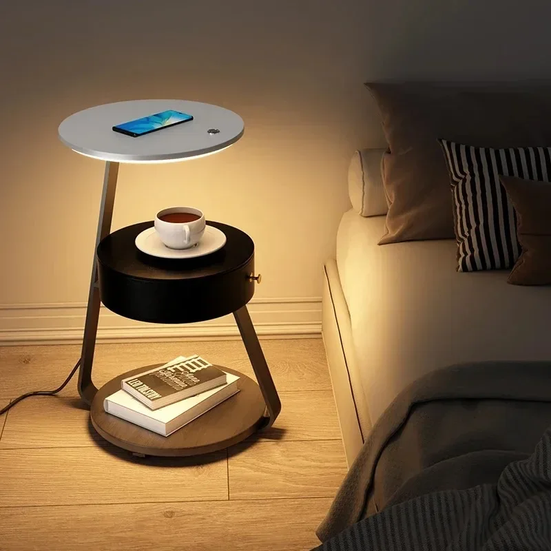 Smart Bedside Table Lamp Simple Modern Light Luxury Wireless Charging Extremely Narrow Small Coffee Table Bedroom Bedside