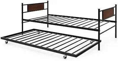 Replacement For 2-In-1 Twin Daybed Frame With Trundle Bed Set Steel Platform Sofa Bed Black Size : 78