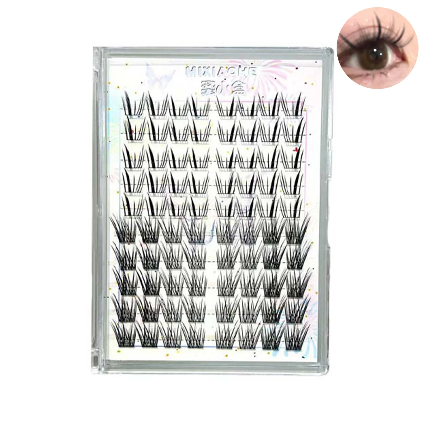 Gemischte falsche Wimpern, natürliches schwarzes Band, Puppen-Wimpernverlängerung, koreanische Mädchen, dünne, weiche, individuelle Wimpern, Cluster-Make-up-Werkzeug