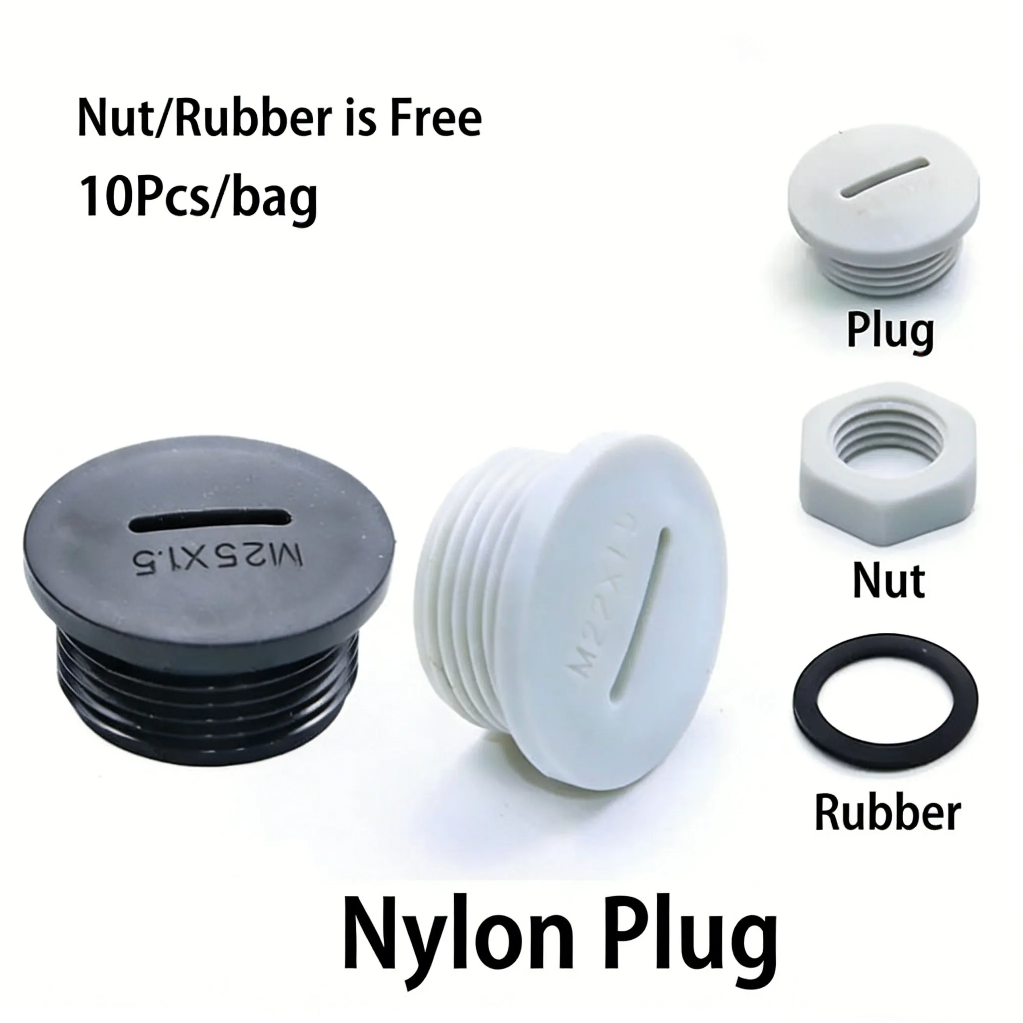 

Metric Male Thread Plastic Sealing Ring Round End Cap Screw Plug Pipe Fitting M12 M16 M20 Nylon Cable Gland Blind Nut Screw Plug
