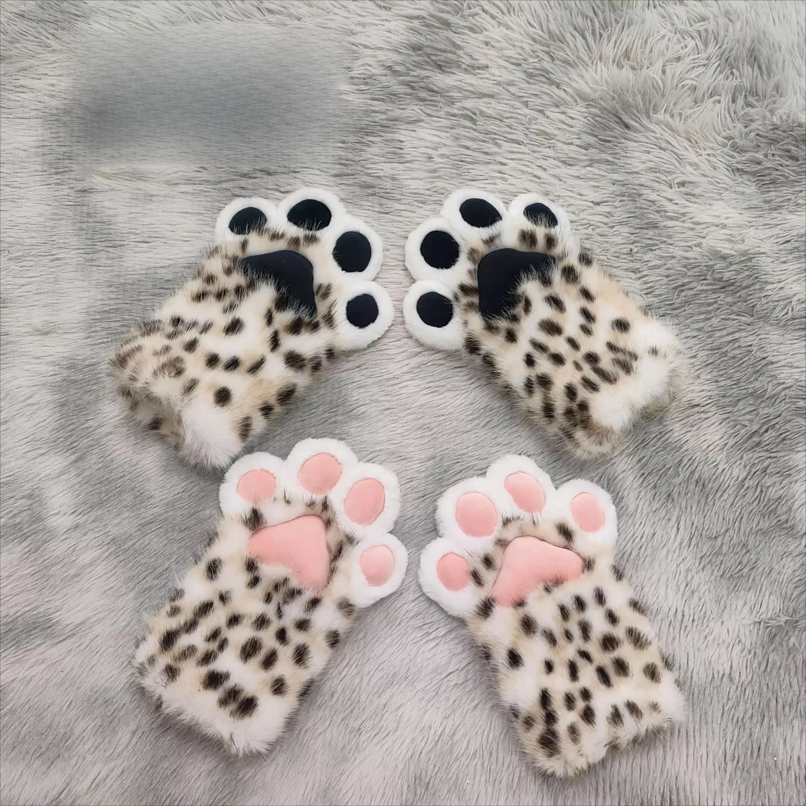 

2 шт. меховой костюм, перчатки с пушистыми когтями животных, леопардовый костюм для косплея, носимые плюшевые животные, кошачья лапа, реквизит для рук, аксессуары для выступлений