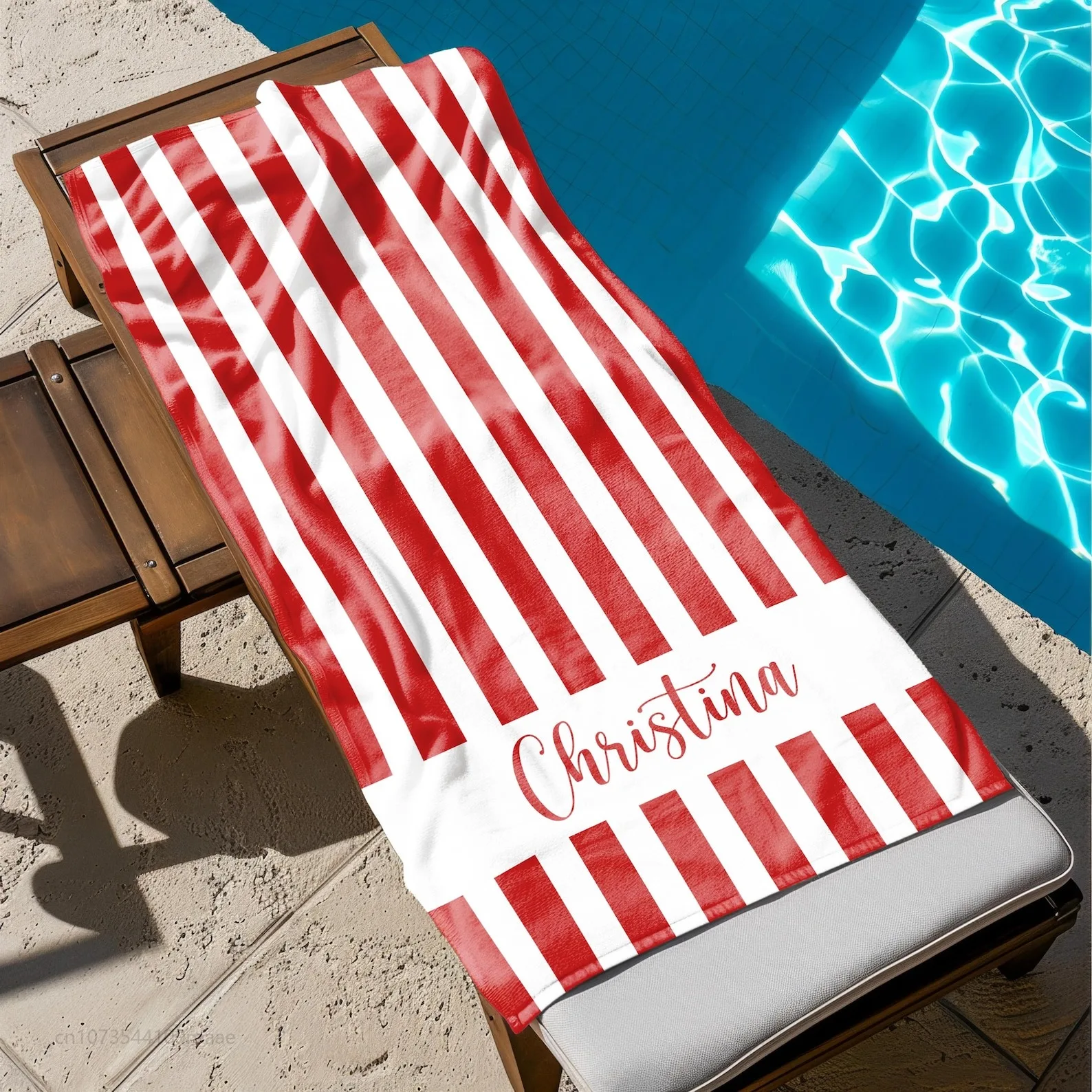 Striped Custom Name Beach Towel Quick Dry Sandproof Personalized Gift
