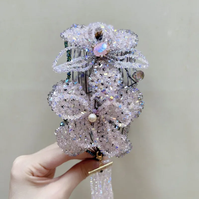 Fascia per capelli alta couture floreale monet iris rosa monoposto montagna