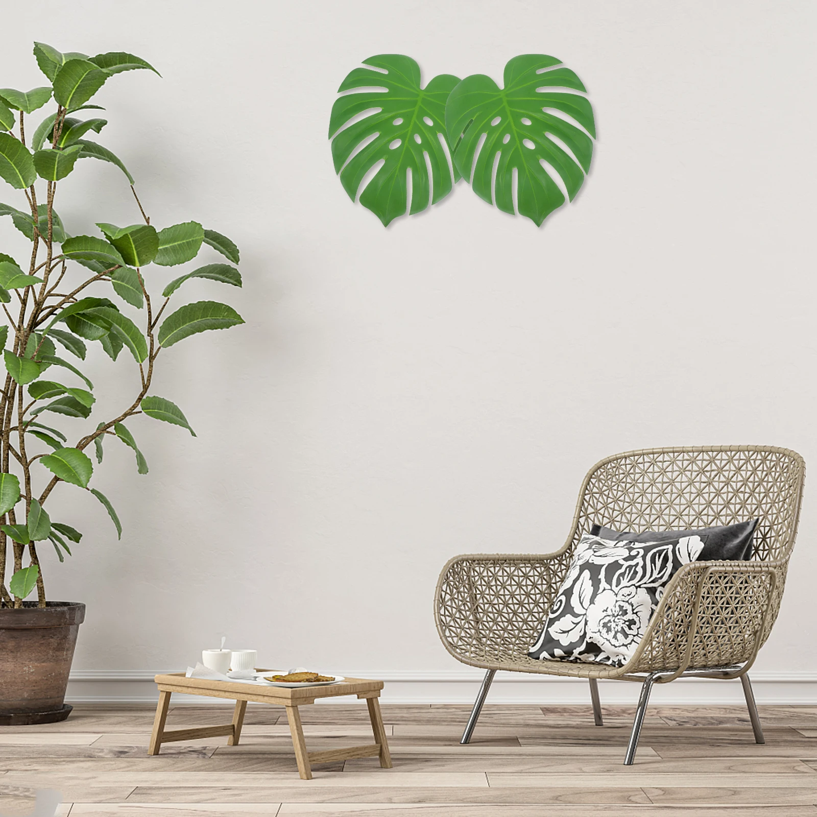 

6 Pcs Artificial Leaves Simulated Turtle Back Faux Monstera Palm Realistic Tropical Party Home Garden Layout Decor A09563