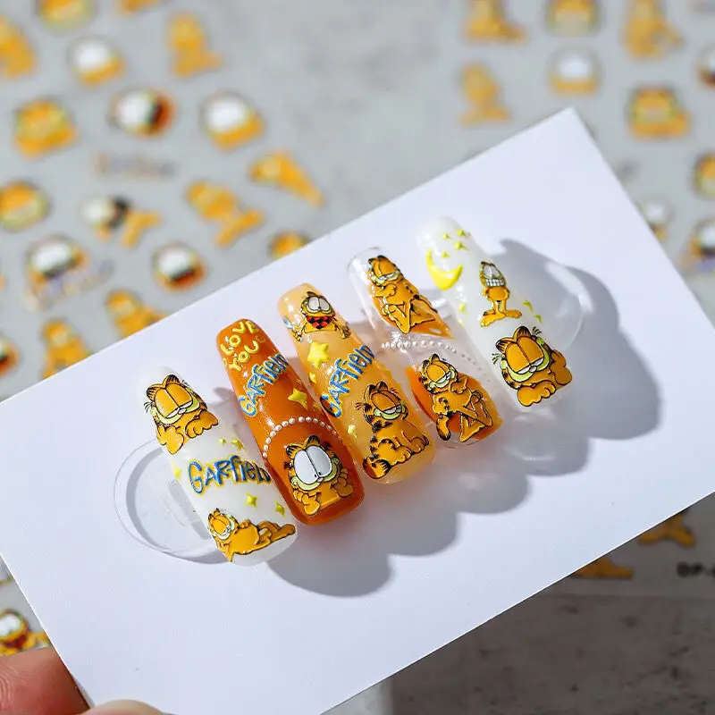 

Garfield Nail Sticker Cartoon Relief 3D Stereoscopic Cute Nail Patch Accessories Anime Peripheral Nail Decorations Girl Gifts