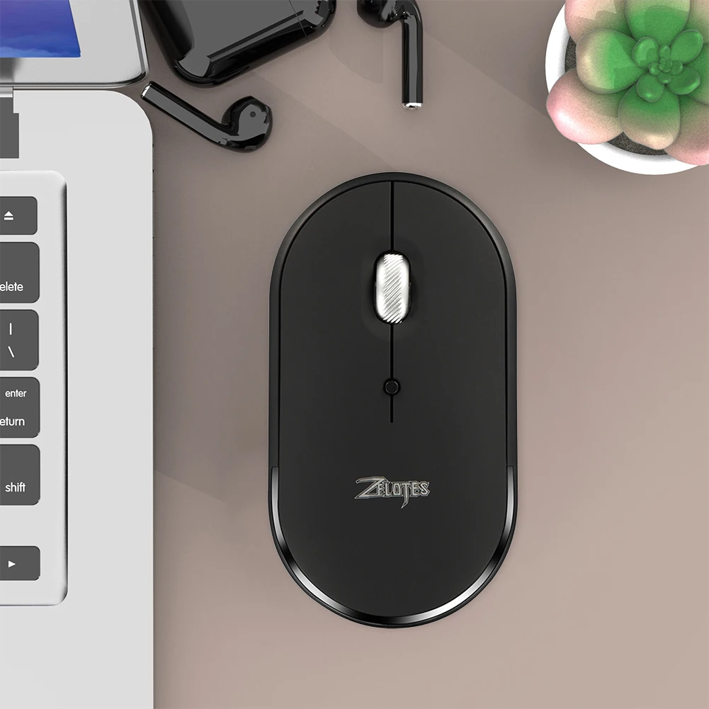 Ratón inalámbrico Compatible con Bluetooth y ratón silencioso de 2,4 GHz, ratón óptico de 2400 DPI para ordenador portátil y Macbook