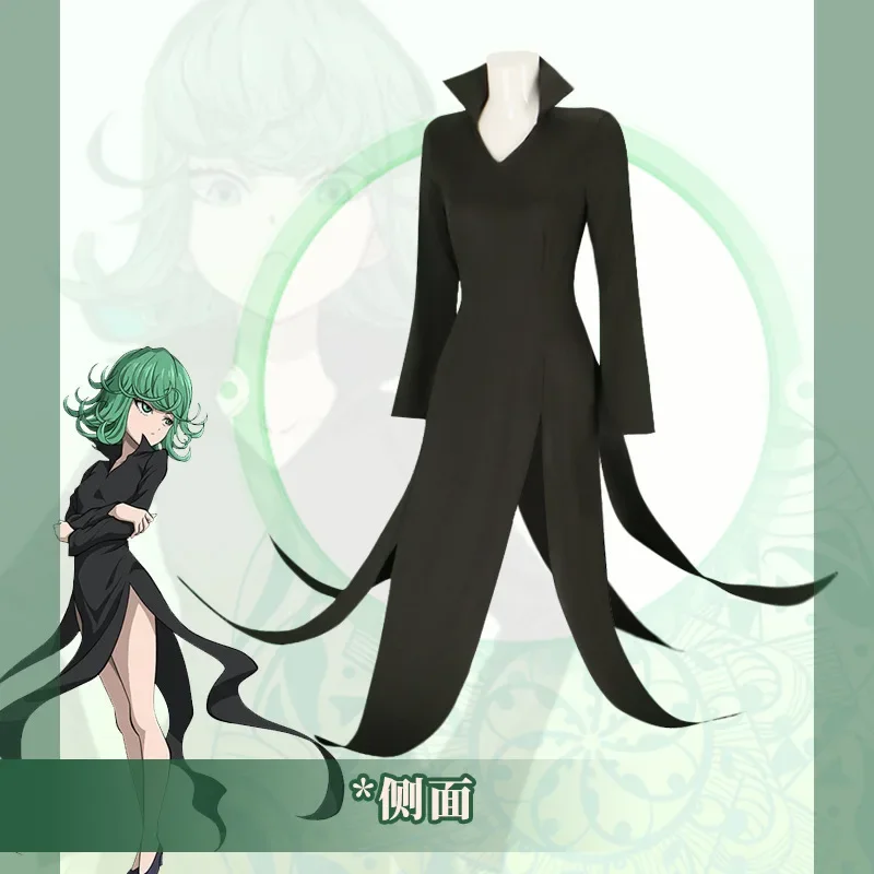 Costume de Cosplay Anime One Punch Man, Terrible Tornado, Perruque Senritsu No hypothécaire sumaki, Robe Noire Sexy, Uniforme d'Halloween pour Enfant et Adulte