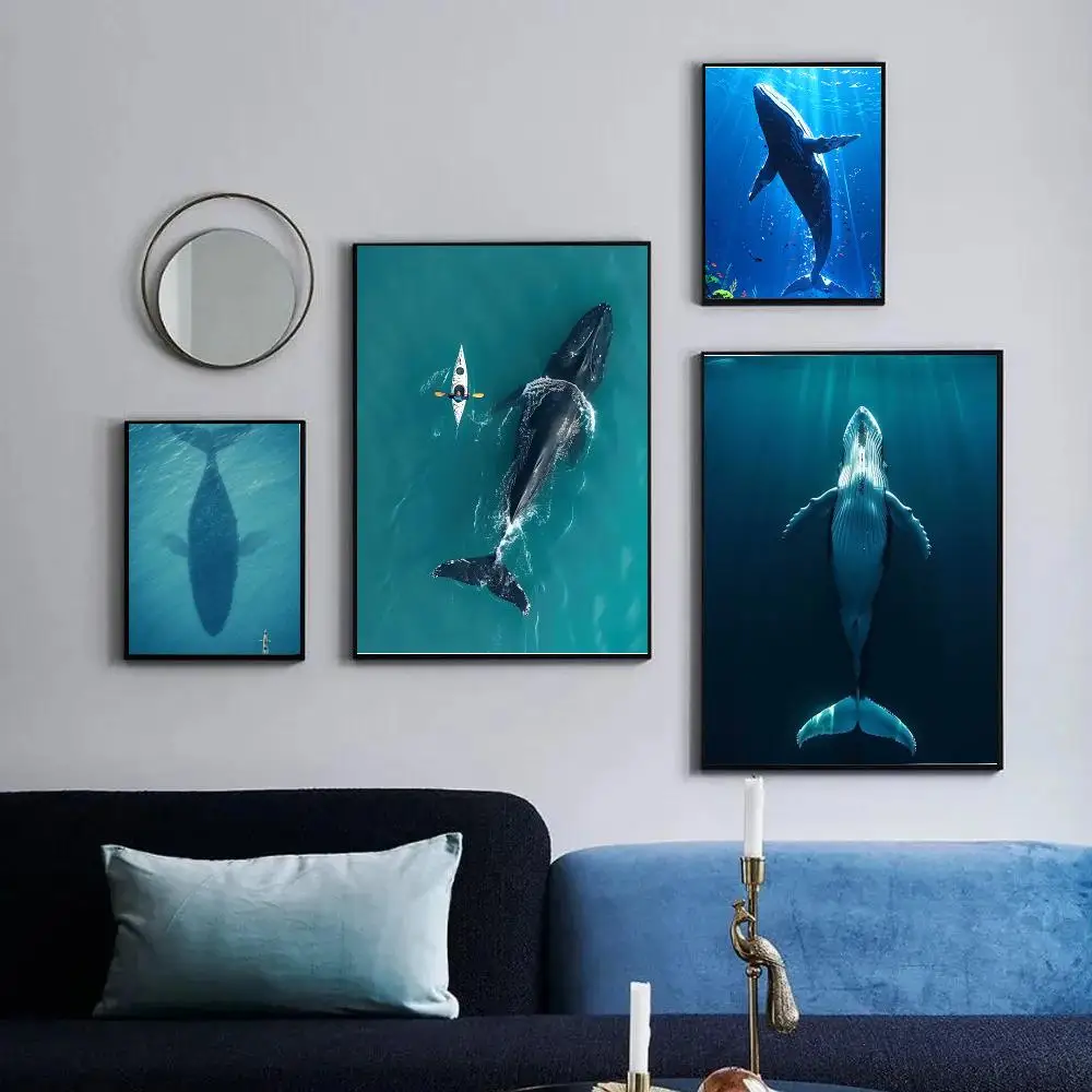 Whale in the Ocean Poster HD Wall Art Print,Self-adhesive Poster Sticker,Aesthetic Home Decor