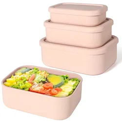 Silicone Food Storage Containers Reusable Silicone Bento Lunch Box Containers with Lids Microwave Dishwasher Safe BPA-Free Boxs