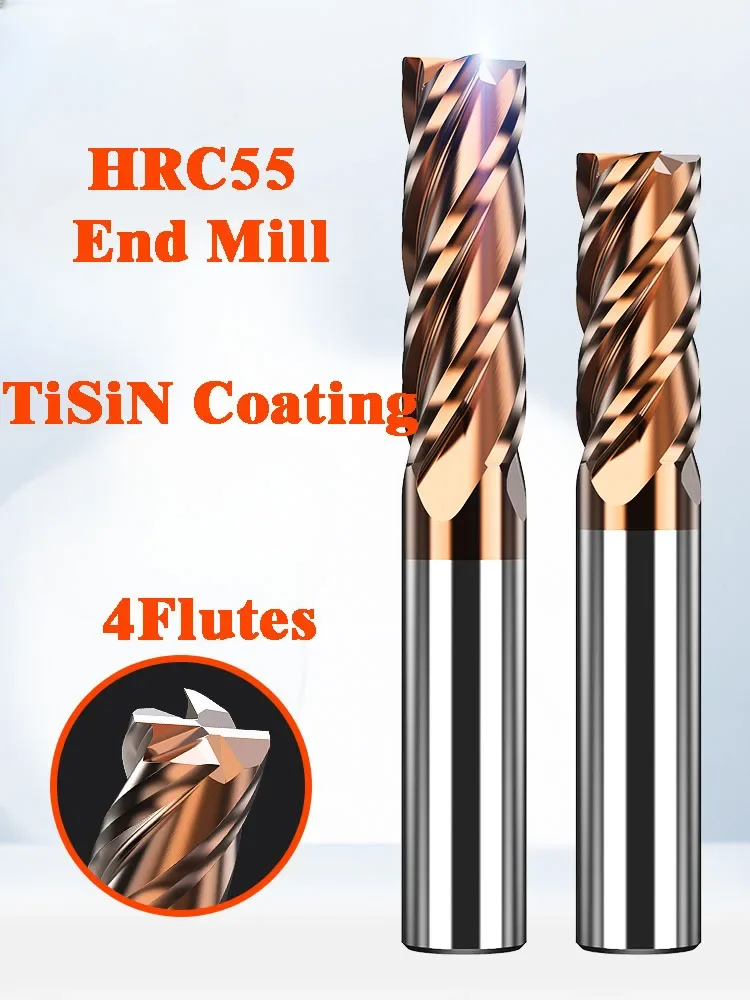 Inch Milling Cutter Alloy Coating Tungsten Steel Tool Cnc Maching Hrc55 Endmill Top Kit Milling Machine Tools Router Bits