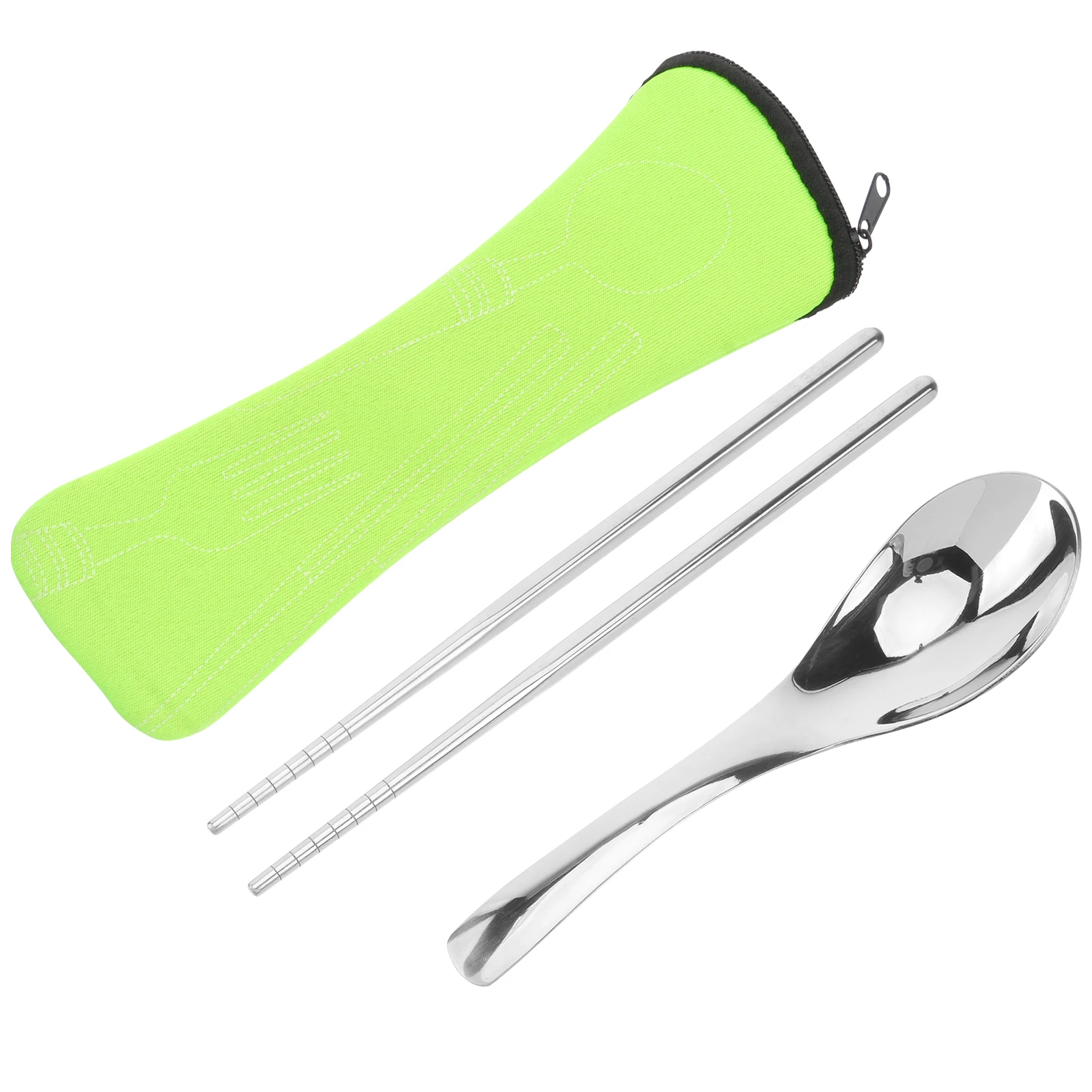 

Stainless Steel Spoon Chopsticks Set Portable Tableware for Travel Picnic Camping School Family Use