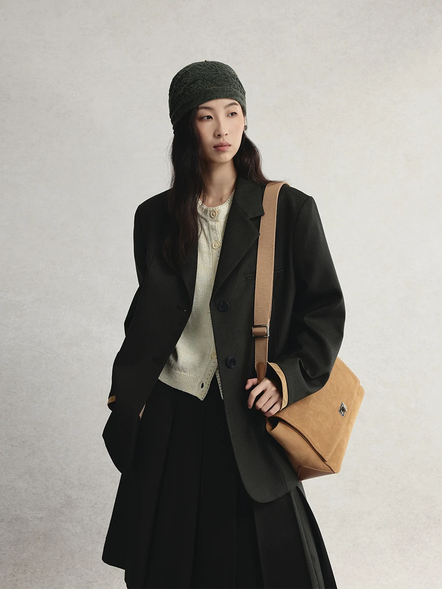 

Casual ey Suit Jaet for Women Duren Brand Briti Sle College Wind Spring Autumn Leisure Suit Polyester Fabric Long Sve