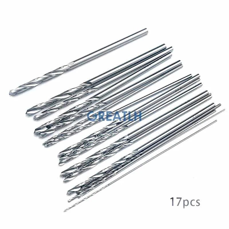 17pcs/set Stainless Steel Drill Bits 115mm Long Veterinary Orthopedics Instruments