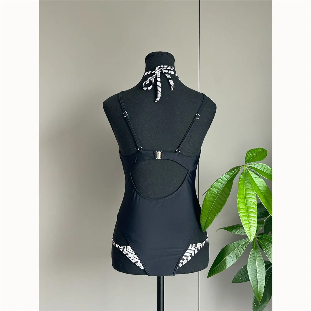 2026 Sexy Patchwork-Neckholder-Badeanzug, Damen-Bademode, Monokini mit hohem Beinausschnitt, gepolsterter Badeanzug, Badebekleidung, Badeanzug V8163 – Detail 4