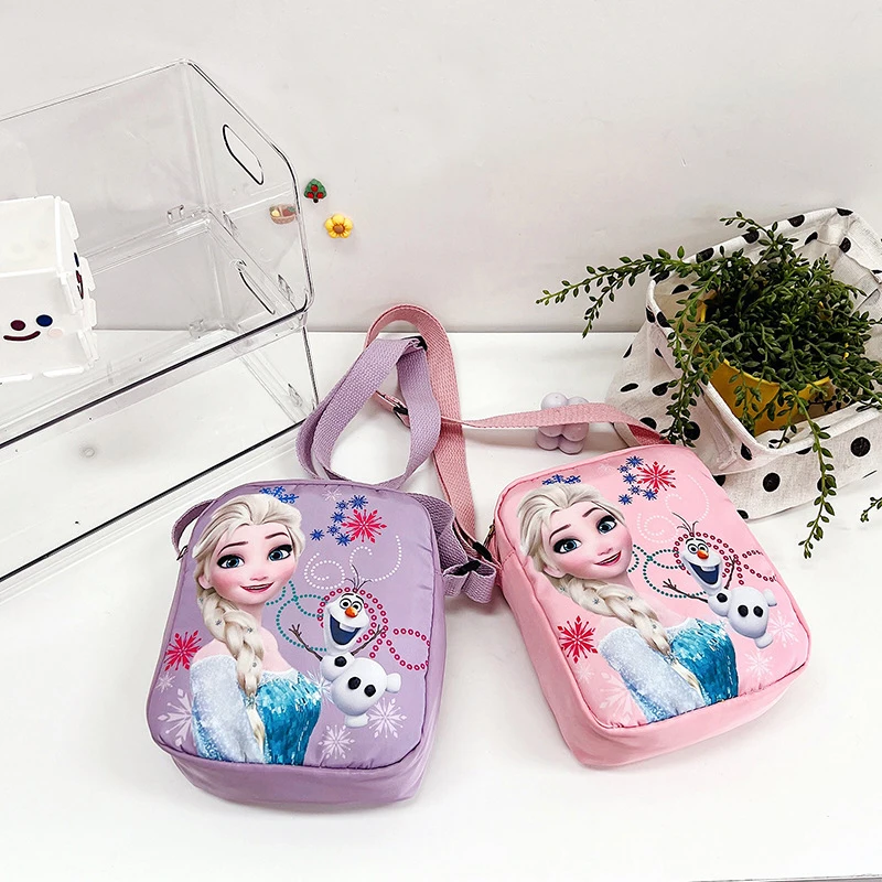 Disney Messenger Bag Cartoon Frozen Princess Shoulder Bag for Boys Girls Outdoor Crossbody Bags Elsa Shoulder Mobile Phone Bag