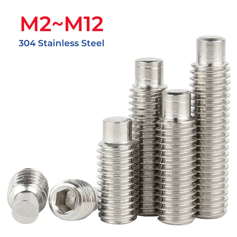 M2 M2.5 M3 M4 M5 M6 M8 M10 M12 304 Stainless Steel Grub Convex End Set Screw Headless Hex