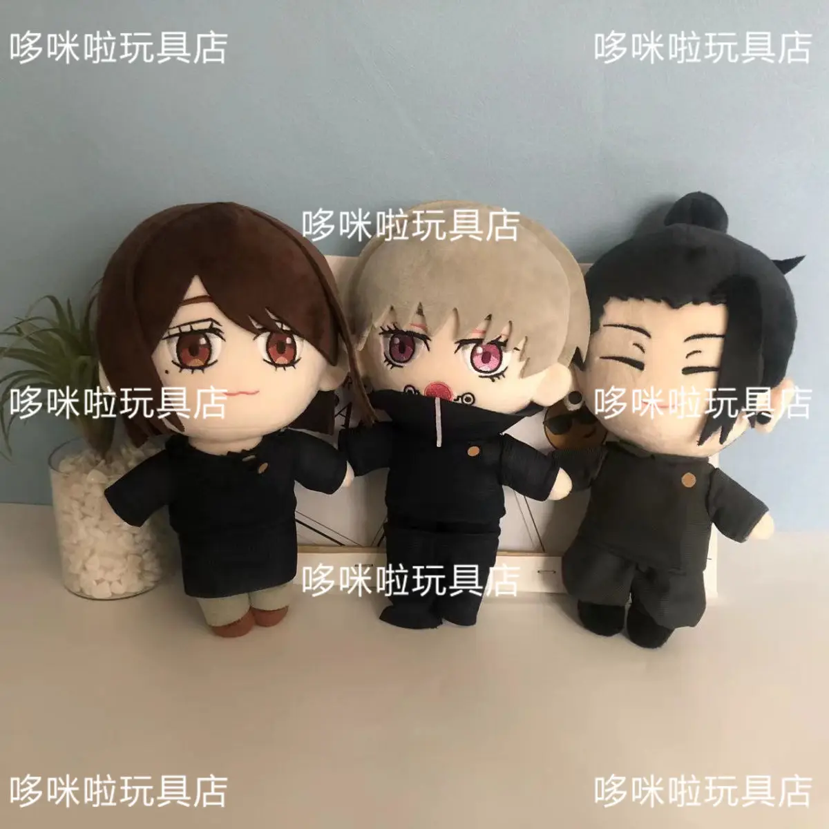 20CMアニメ呪術廻戦のゆうじいとだり、すぐるいとだり、めぐみふしがるのぬいぐるみセット、ファンコレクションや誕生日プレゼントに最適な綿製おもちゃ