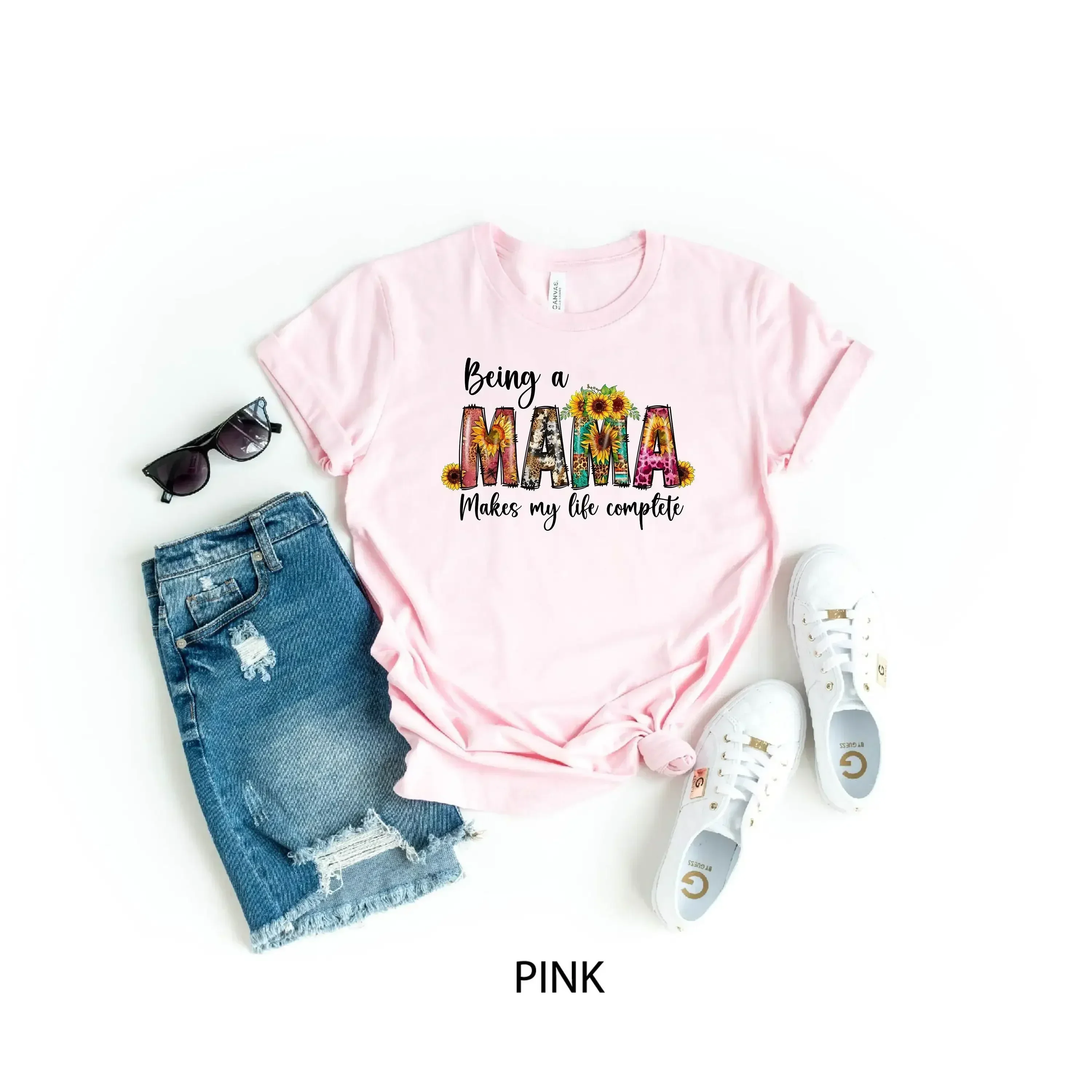 Floral Mama T Shirt Being a Makes My Life Complete Mom Blessed for Mother s Day Cute