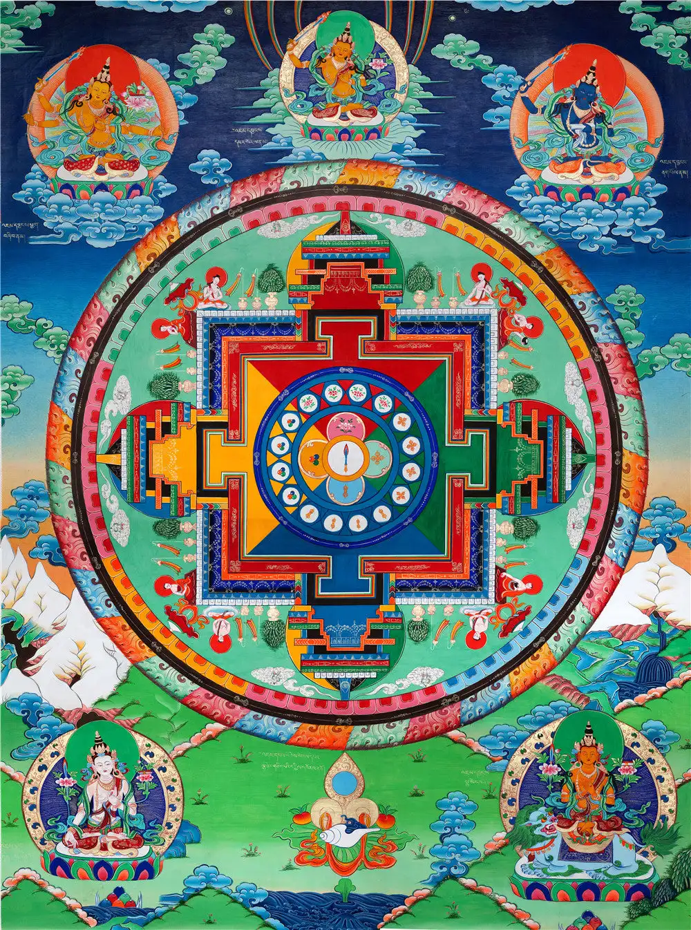 

The Mandala of Manjushri Thangka,Gandhanra Tibetan Buddhist Thangka Art,Giclee Printed and Hand Framed,47" × 32"