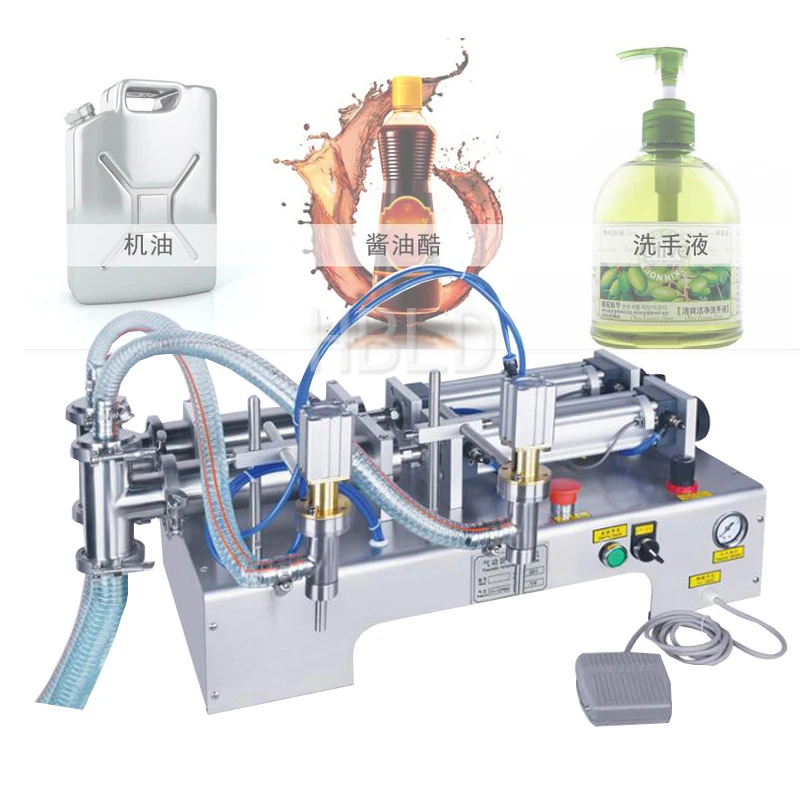 Простая в эксплуатации двойная Форсунка машина для розлива пищевого масла и напитков сока молока воды полуавтоматическая розлива