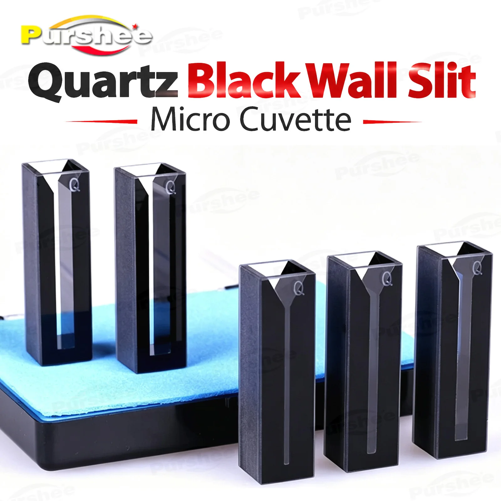 10mm Quartz Beveled Black Wall Slit Micro Cuvette 350ul-1750ul Bonded Bevel Mouth Cuvette Cell for UV Vis Use Spectrophotometer