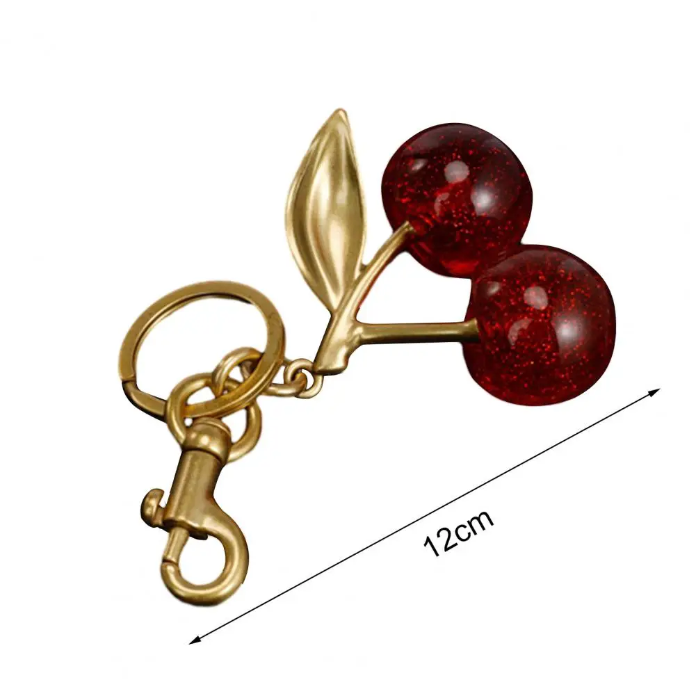 Cherry Charm Pendant Cherry Pendant Keychain School Bag Decoration Fruit Leaf Shape Stainless Keyring Holder Exquisite Shoulder