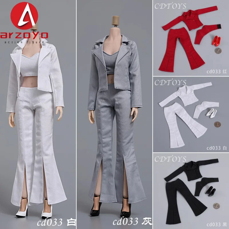 

CDTOYS CD033 1/6 Scale Office Lady Suit Coat Tube top Bellbottom Pants Clothes Model for 12 "PH TBL Soldier Action Figure Body